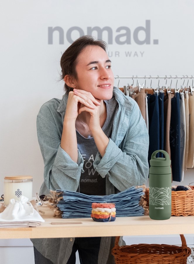 Woman with promotional headphone and branded hoodie